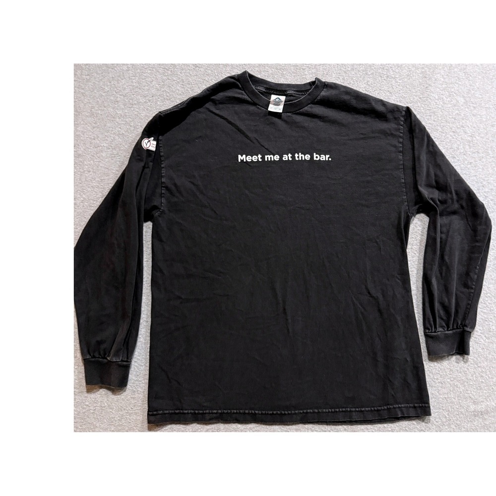 Y2K Long Sleeve Shirt Black Meet Me At The Bar Verisign XL Mens - Picture 1 of 12